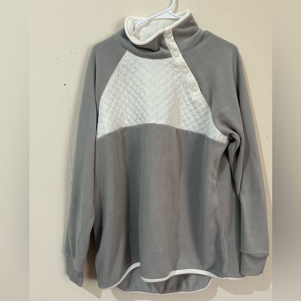 Crown & Ivy XXL Gray Side Snap Mock Neck Pullover Jacket